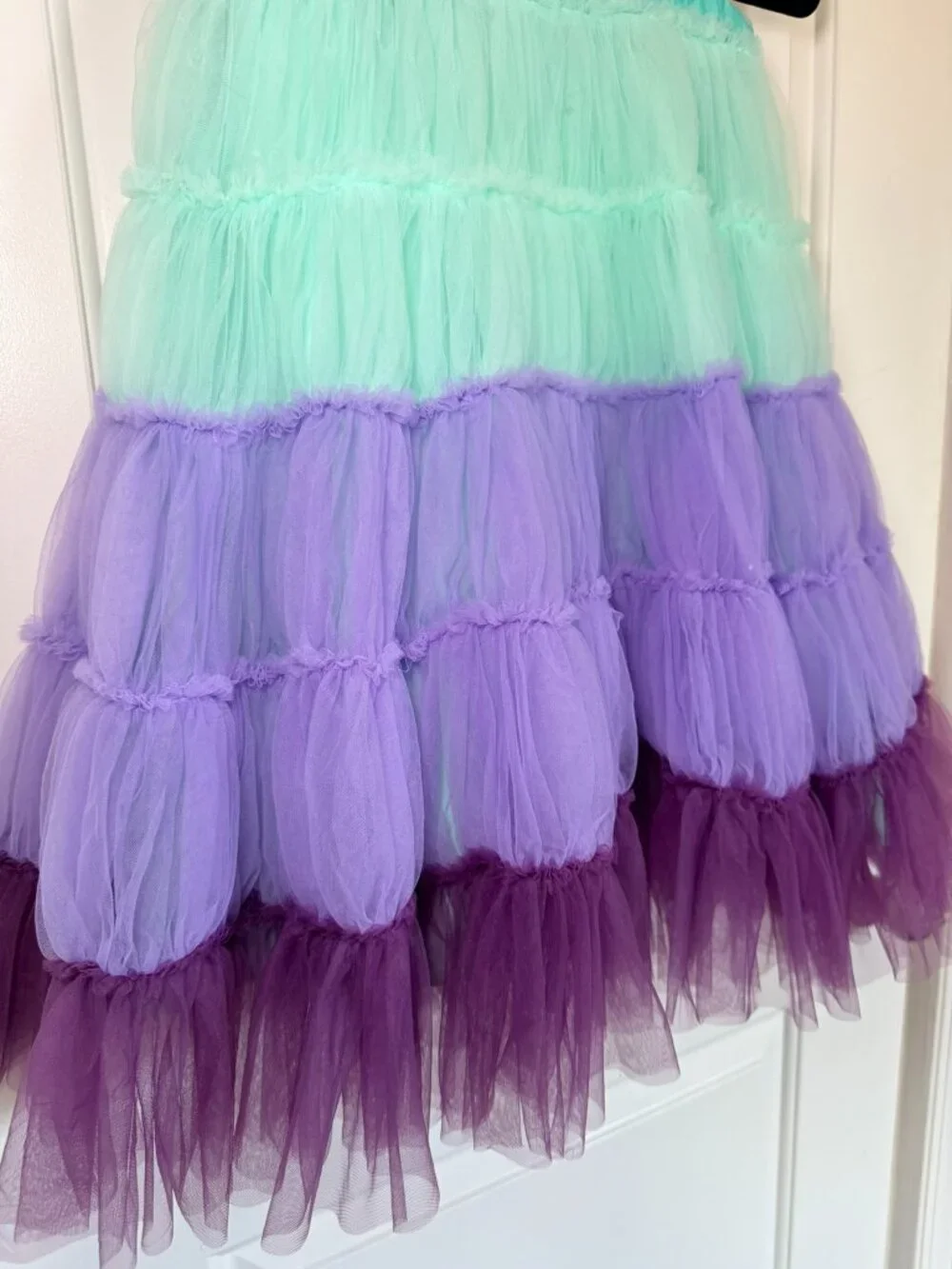 Italian Boutique Girls Colorblock Tulle Tiered Dress Peter Pan Collar Size 5-6
